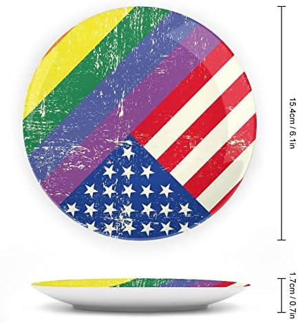 Bandeira gay mista com bandeira americana Bandeira China Decorativa Placas redondas Crafas de cerâmica com exibição