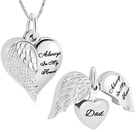 YinplsMemory Angel Wing Heart Urn Ashes colar para homens homens CARROS DE CARMO