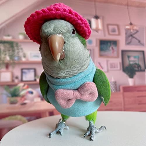 Roupas de pássaros - camisa artesanal de suéter de algodão grosso com traje elegante de gravata elegante para papagaios