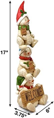 Feliz Natal, boneco de neve trio trio de topper decoração resina bem -vindo a figura de inverno, peça de mesa de mesa para