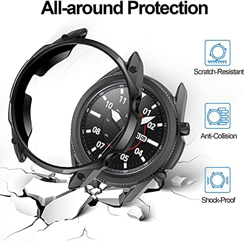 Case compatível com Samsung Galaxy Watch 4 Classic 42mm 46mm Caixa PC Tampa de proteção PC com anel de moldura rotatável para