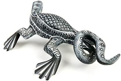 Iguana elegante - Oaxacan Alebrije Escultura em madeira - Nestor Melchor