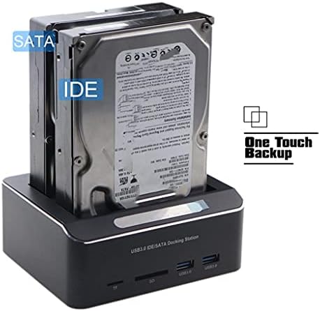 XWWDP Dual Bay USB 3.0 para SATA IDE Externo Drive Drive Docking Station Com 2 portas de cartão de hub de portas 2,5/3,5 polegadas SATA/IDE HDD