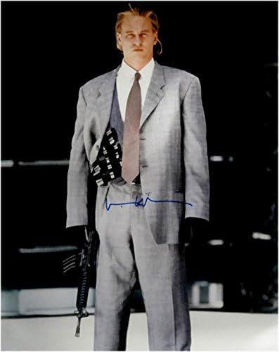 Val Kilmer assinado a mão assinada 16x20 calor de calor sexy pose cinza com pistola jsa
