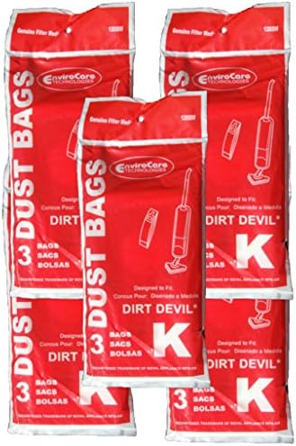 Sacos de vácuo de reposição Envirocare para Royal Dirt Devil Stick Vac Type K 15 sacos