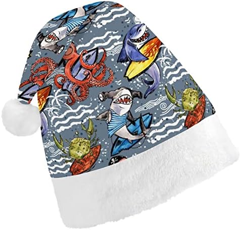 Subarco de tubarão vintage Surf Surf Hat Christmas Hat para Papai Noel para adultos unissex Comfort Classic Xmas Cap para a festa de Natal Holiday