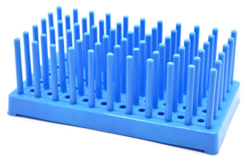 Blue Plastic Test Tube PEG Rack de secagem possui 50 tubos de teste de 16 mm - Eisco Labs