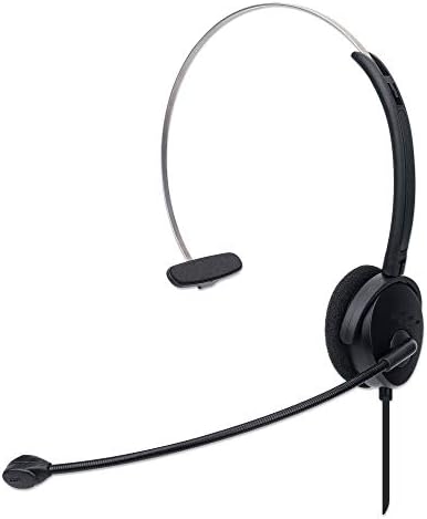 Fone de ouvido USB de Manhattan com Mic & 5 pés-Cushion Mono/Single-lateral, On-Ear, controle de volume em linha, bandana