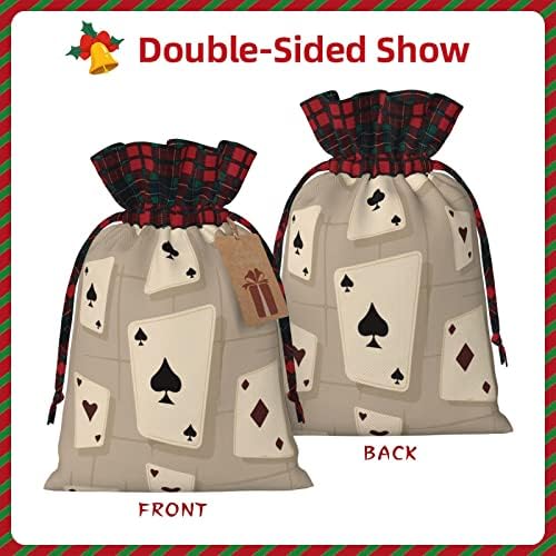 Bolsas de presente de cordão de natal Poker-Gard-Gery-Gery Buffalo Plaid Creans Bag Party Favors Bacs