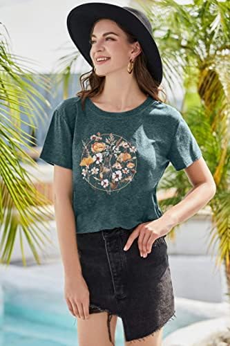 Camiseta de flores silvestres para mulheres camisetas gráficas de flores vintage cultivam pensamentos positivos camisa