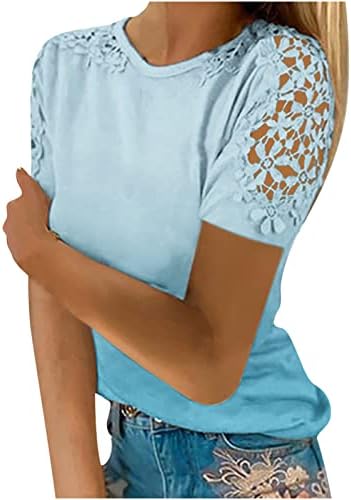 T-shirt de verão feminina 2023 Impressão casual de laca redonda Hollo