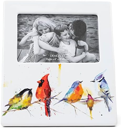 Demdaco Dean Crouster Little Birds Aquarela 9 x 7,5 Fraços de cerâmica parede e quadro de foto da mesa