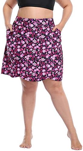 Saia de skort de tamanho feminino HDE com shorts de bicicleta bolsos de saia de natação de golfe ativos