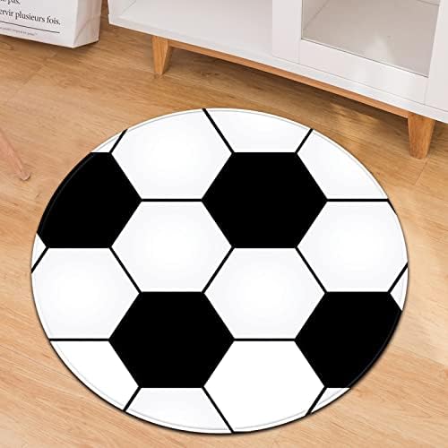 DMLEF Black & White Soccer 3d Round Round Bedroom Rastrear tapete da cadeira de computador tapete de tapete de tapete