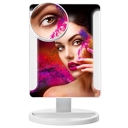 Espelho de maquiagem LED Macklego - Smart Touch portátil e ajustável Viaidade de viagem espelho - espelho iluminado pela luz do dia natural com cabo USB