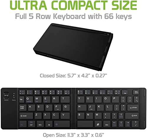 Funciona da Cellet Ultra Slim Folding Wireless Bluetooth Teclado compatível com o Gionee M6 Plus com o teclado recarregável