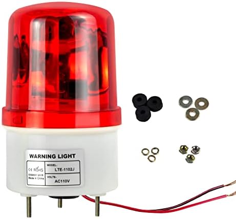 Yasong LTE-1101MJ Luz de aviso rotativa com campainha, AC110V-120V Alarme de rotatividade do farol industrial com sirene de segurança de emergência de 90dB