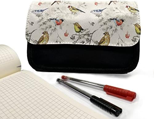 Caixa de lápis de pássaros lunaráveis, pequenos pardais aquarela, bolsa de lápis de caneta com zíper duplo, 8,5 x 5,5, multicolor