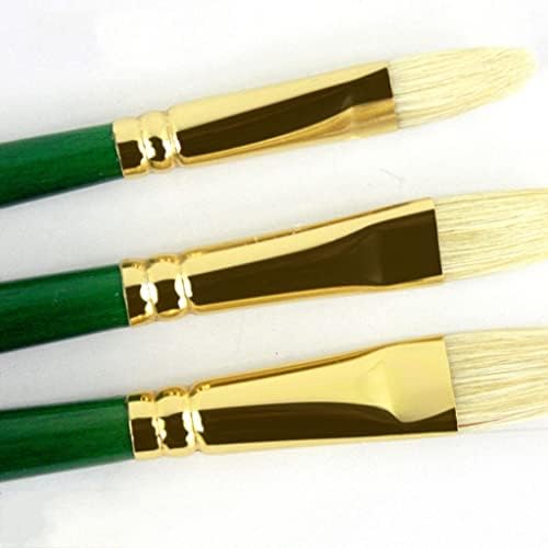 SEESD 6PCs Green Long Pólo Longo Manuseda Arte Escova -escova de tinta Conjunto com forma oval