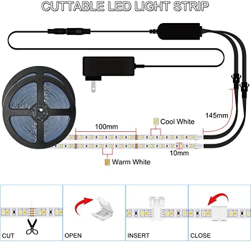 Luzes de tira LED brancas de Bunacet de 105 pés com fita de fita LED de Bunacet 10ft Warm Brancht Bright para Bedroom
