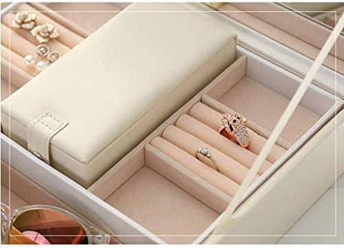 Caixa de jóias brancas uxzdx CuJux - Brincos de armazenamento portáteis Caixa de jóias de grande capacidade