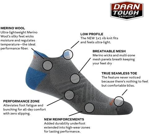 Darn Tough Vermont Run Coolmax Sem Mostrar guia Ultra-Lightweight com almofada