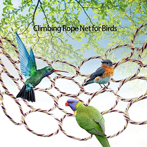 BNOSDM 2 Pacote pássaro Cânhamo Corda Rede de balanço Rede de corda para pássaros Povão Macaw Macaw pendurada Hammock Atividade