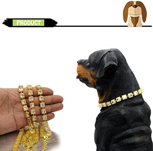 Gold Chain Dog Collar - Gold Titanium Steel Collar Aço Zircão Full Diamond Luxury Crystal Collars para Bulldog French Bulldull