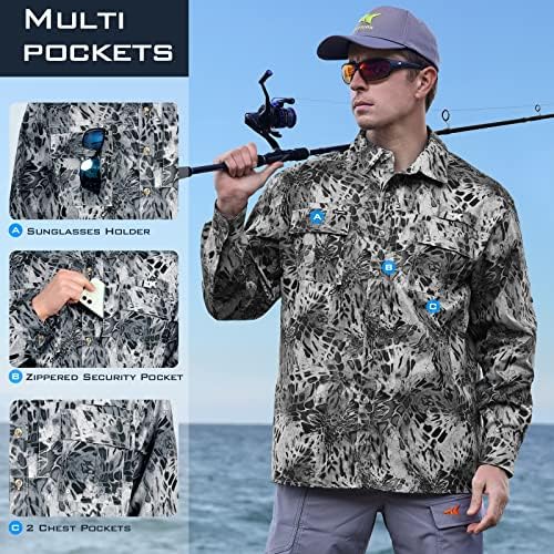 Camisas de pesca masculinas de Kastking Rekon, bem feitas, camisas de praia de manga curta e longa bem feitas, proteção solar