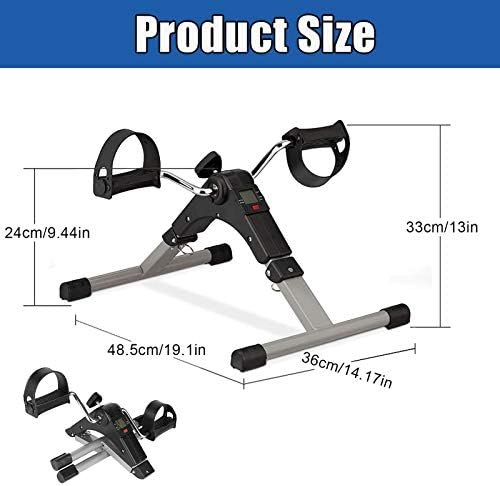 Bicicleta de exercício de LCD dobrável, braços e pernas do exercício de pedal sentado, resistência ajustável, ajuda