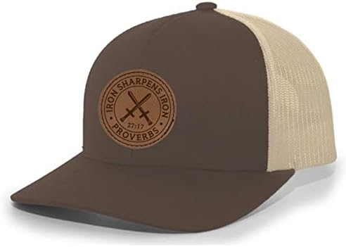Heritage Pride Christian Iron afunde Provérbios de ferro 27:17 Laser Graved Coather Patch Mesh Backer Trucker Hat Hat