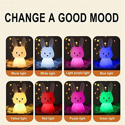 Duoduo Rabbit Silicone Night Light Colorful Descoloration timing USB Charging Night Light Childra