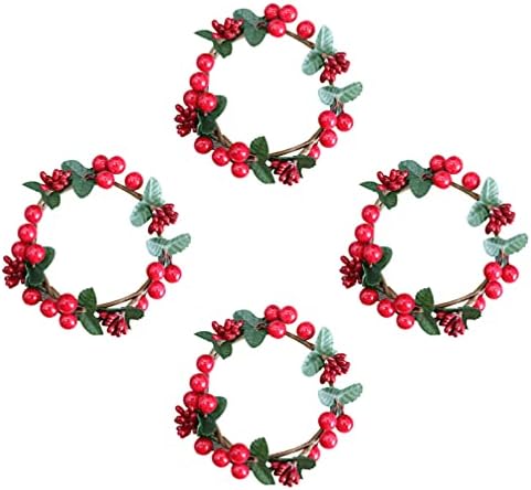 PretyZoom Plants Decoração 4pcs Candle Ring de vela de Natal Anéis de velas artificiais Rings Decoration Vella Stick Rings Christmas
