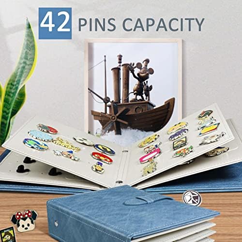 Livro de exibição de pinos de esmalte, suporte de pino portátil, para exibir e trocar seus pinos da Disney, capacidade de