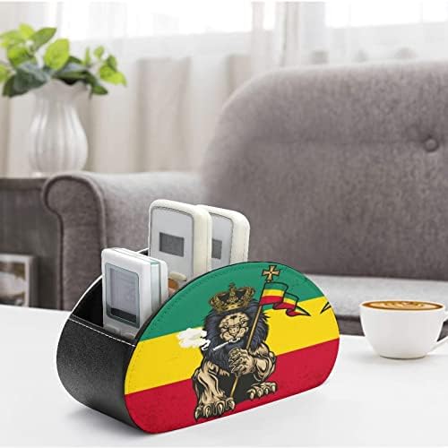 Lion Judah Weed Smote Remote Control titular Caixa de caneta PU couro remoto Caddy Decorativo Decorativo Storage Organizador