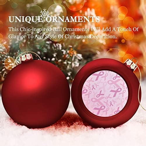 Bolas de Natal para câncer de mama rosa Ornamentos de Natal Decoração de árvore de Natal para festa