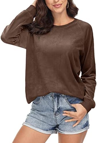 Tacvasen feminina feminina moletons com pulôvers de lã de veludo camisetas de manga comprida tops de túnica casual para leggings