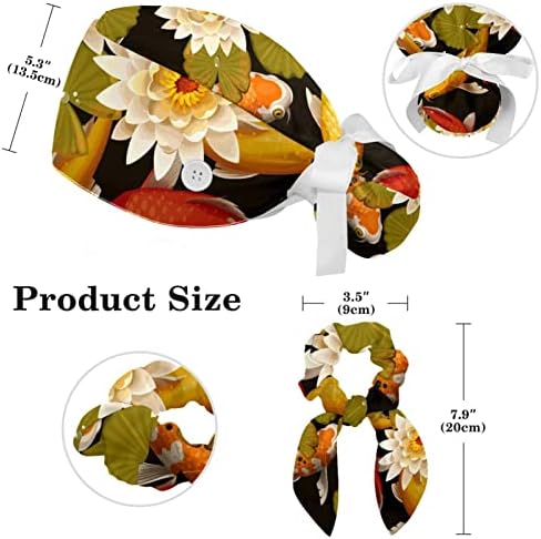Flores retrô ajustáveis ​​e borboletas chapéu bufante com botões Scrub Hat Scrub