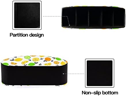 Scorrero Lemon Citrus Slice Remote Control Solder com 5 Compartimento PU Couro Caddy Remote Caddy Desk Storage Caixa