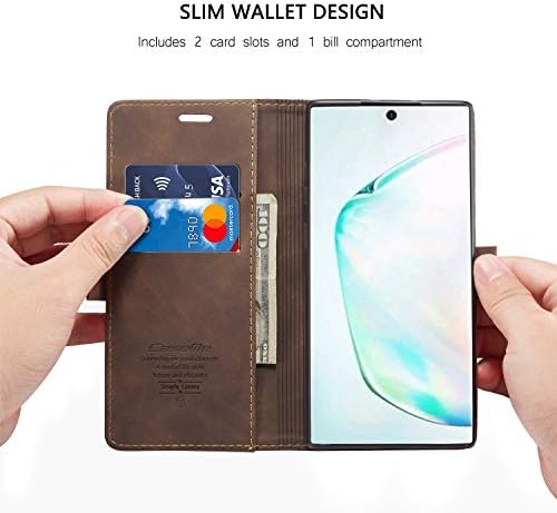 Samsung Galaxy Note 10+ Plus Caso de carteira, capa de proteção de proteção de proteção magnética PU PU CHUPE COM