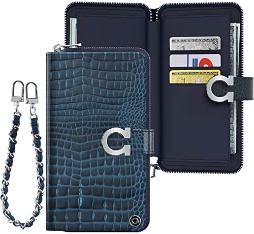 Just4you iPhone 13 Caixa de carteira com zíper com suporte de cartão de proteção de couro de proteção de couro folha de capa de capa para mulheres cs_fc_zw_i13_crny