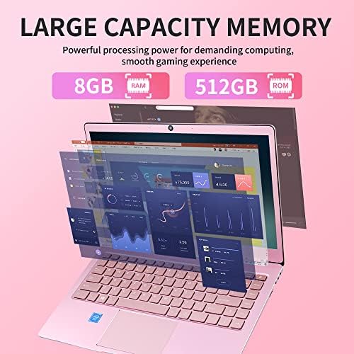 Zwyy 【8gb /ms Office 2019】 14,1 polegadas fhd ips laptop fino de alta velocidade CPU CELERON J4125 8GB RAM /512 GB