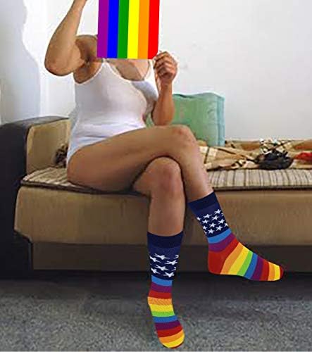 Diferente toque 4 pares homens ou mulheres LGBT Gay Pride Novelty Dress Socks