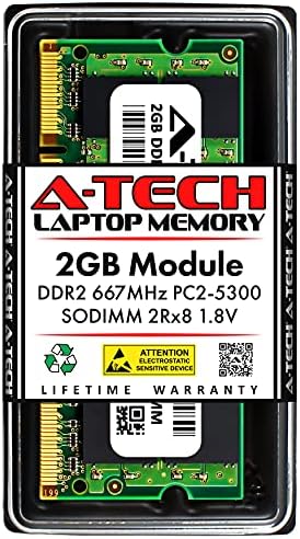 A-Tech 2 GB RAM Substituição para Kingston KAC-MEMF/2G | DDR2 667MHz PC2-5300 2RX8 SODIMM 200 PIN MEMÓRIO DE MEMÓRIA