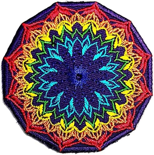 Kleenplus 3pcs. Arco -íris lótus aum om ohm hinduísmo yoga costurar ferro em manchas bordados adesivos projetos de artesanato acessório costura