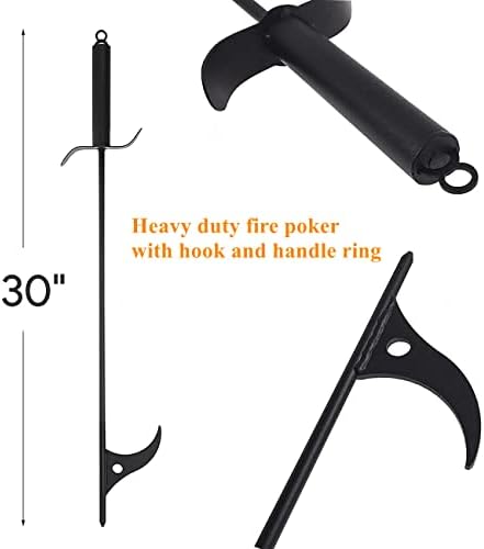 Fire Poker Fireplace Poker Poker Resistente a aço preto Solid Solid Service para acampar fogueira de fogueira de fogueira
