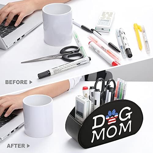 Dog Mom USA Flag Leather Remote Control Solder com 5 Compartamentos Bandeja de Desktop de caixa de armazenamento Office