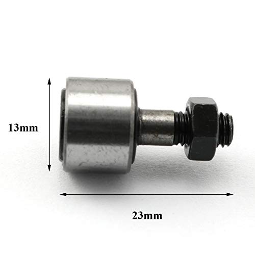 Heyous Steel Cam seguidores do tipo parafuso de parafuso rolamento de agulha, diâmetro do rolo de 13 mm, largura do rolo de 9 mm, prisão padrão M5 Stud