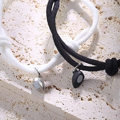 Cotati 2pcs Casais magnéticos Bracelets em forma de coração Bracelets de amizade correspondentes para mulheres homens