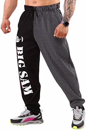 Big Sam Sportswear Company Men's Sweatpante com bolsos, treino de musculação masculina Comfort Design Design Baggy Muscle